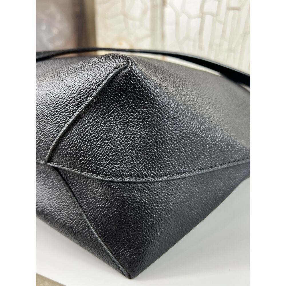 Michael Kors Hayley Black Coated Leather Large Tote Purse Double Handles W Strap - Picture 5 of 16
